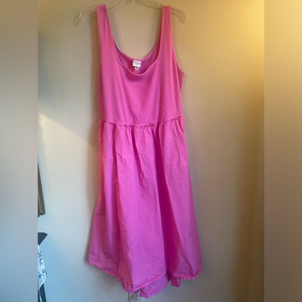 A new day pink ribbed poplin midi hi low dress women’s size xxl